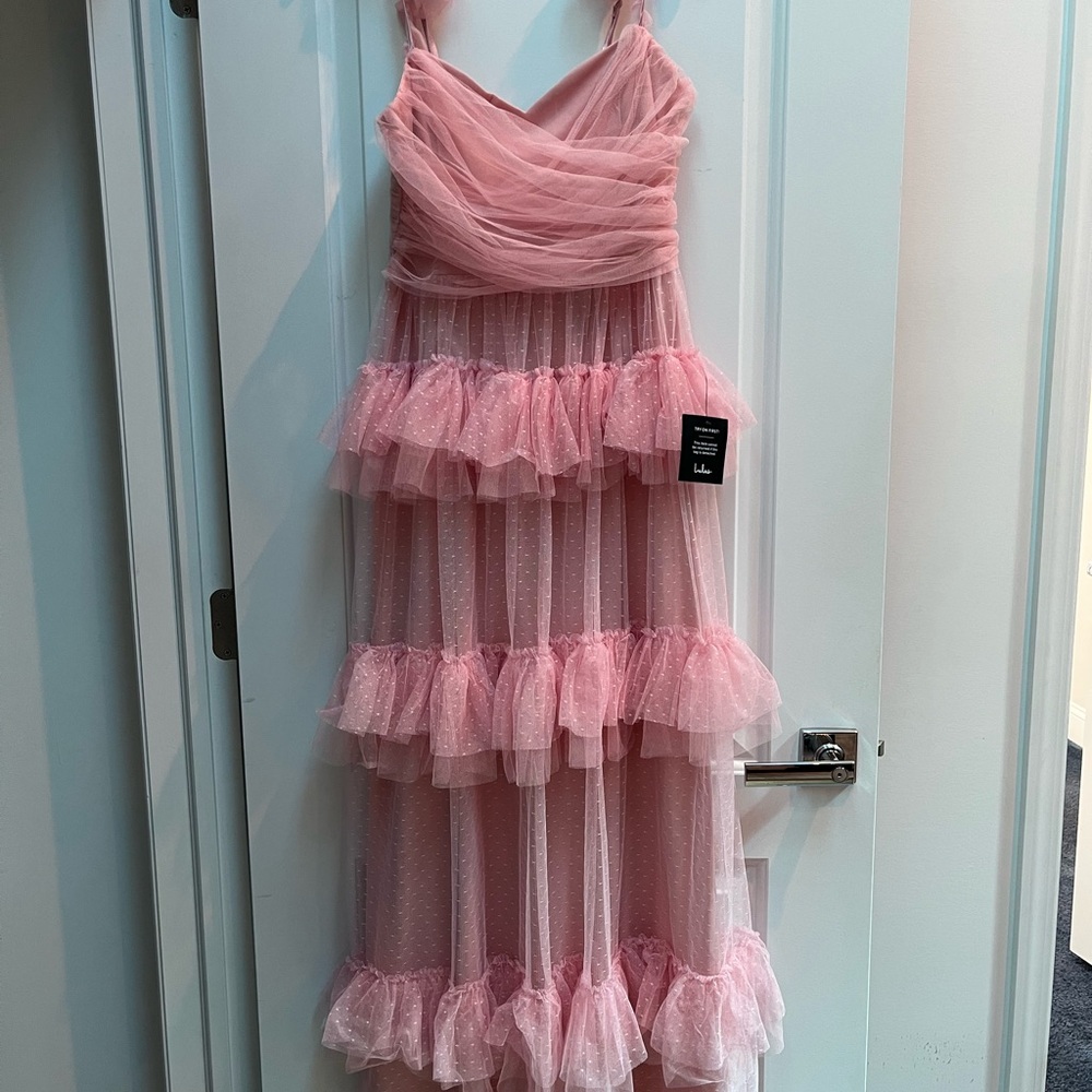Lulu's Pink Tiered Ruffled Maxi Dress NEW WITH TAGS